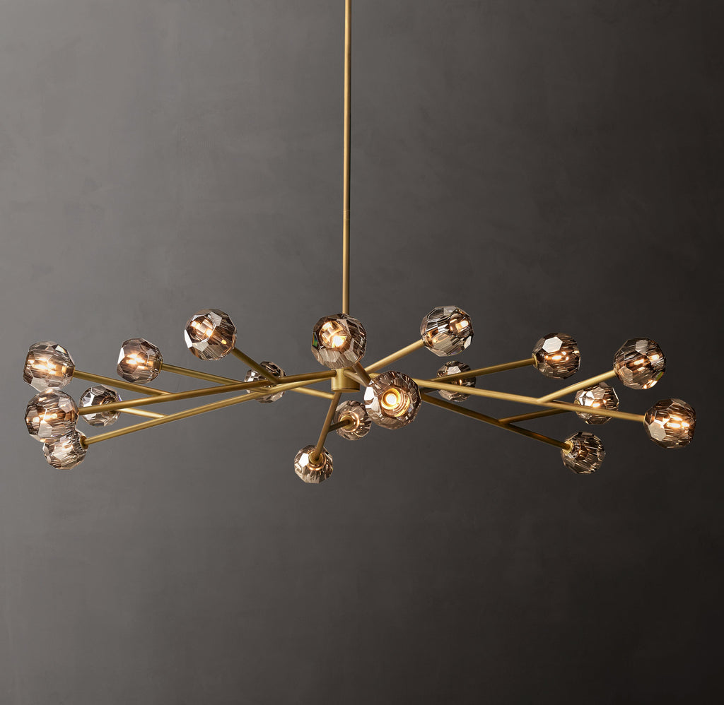 Heritage Boule De Cristal Smoke Glass Round Chandelier – 72" Lacquered Burnished Brass — view 1