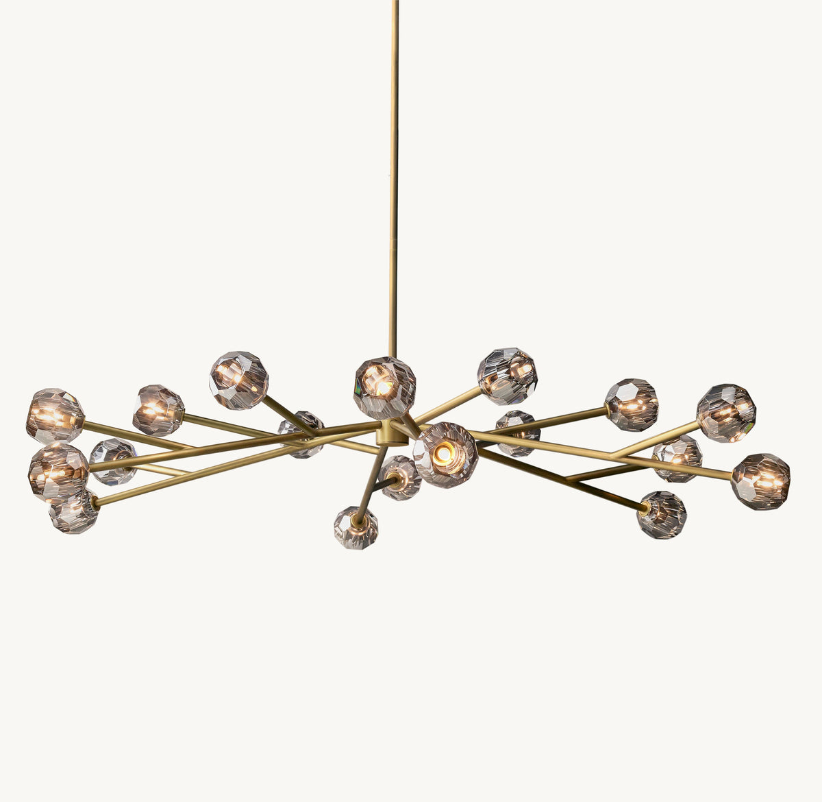 Heritage Boule De Cristal Smoke Glass Round Chandelier – 72" Lacquered Burnished Brass — view 2