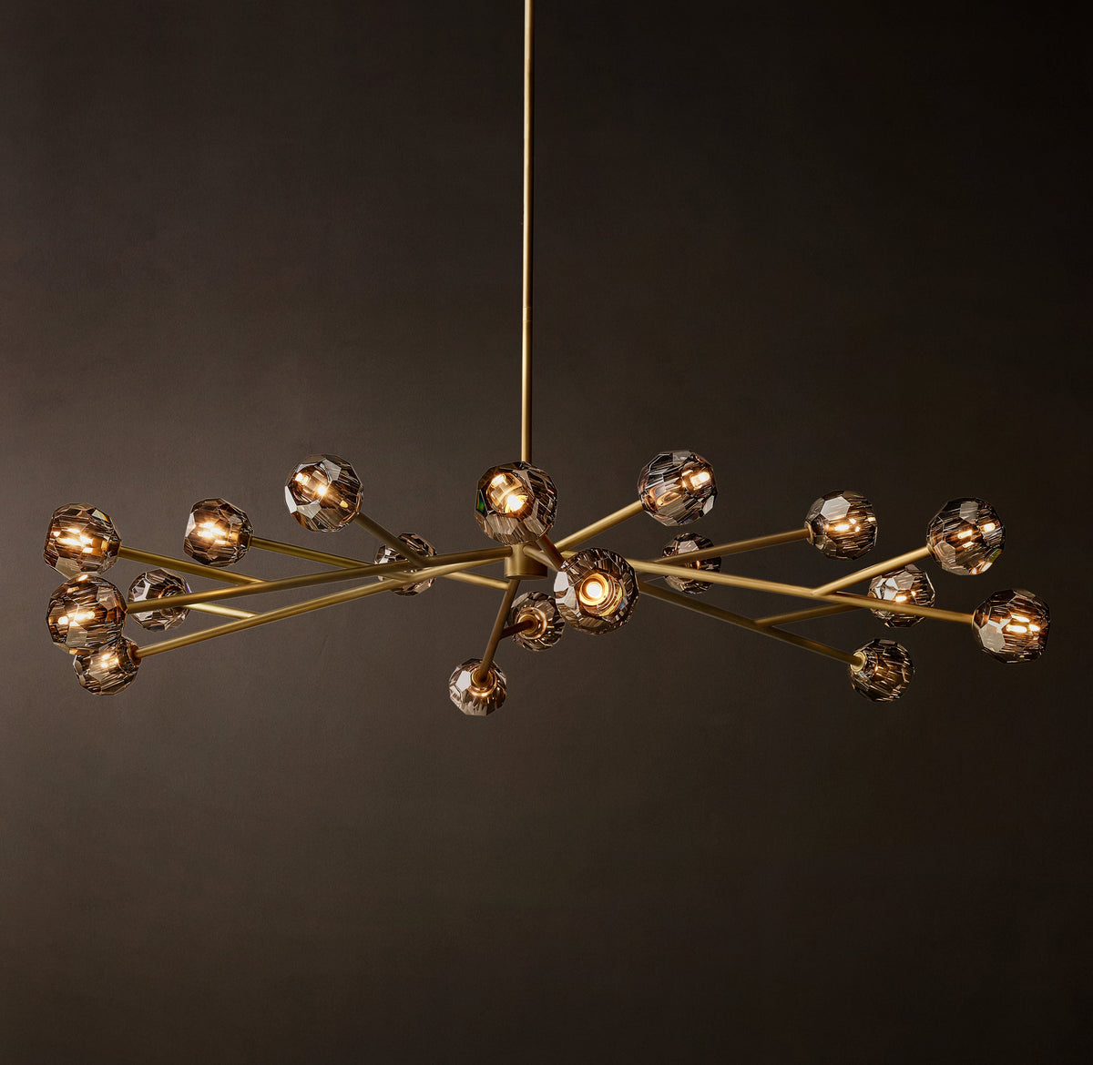 Heritage Boule De Cristal Smoke Glass Round Chandelier – 72" Lacquered Burnished Brass — view 3