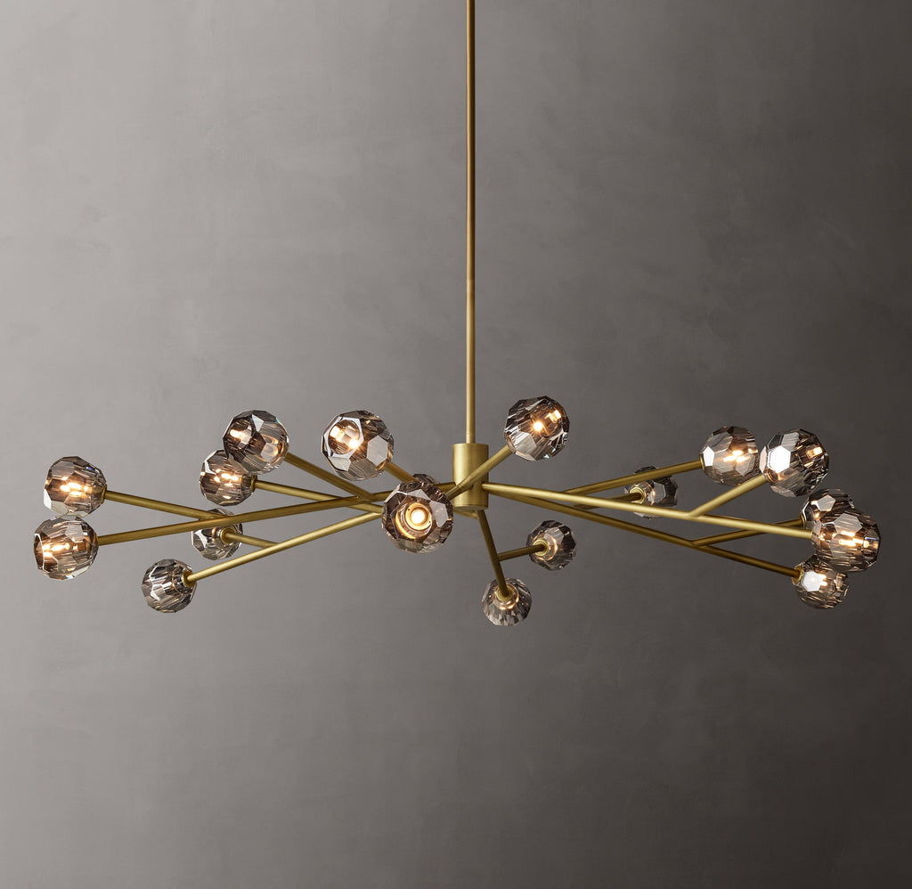 Heritage Boule De Cristal Smoke Glass Round Chandelier – 72" Lacquered Burnished Brass — view 4