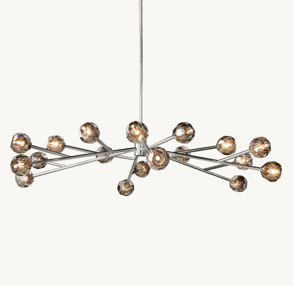 Heritage Boule De Cristal Smoke Glass Round Chandelier – 72" Polished Nickel — view 1