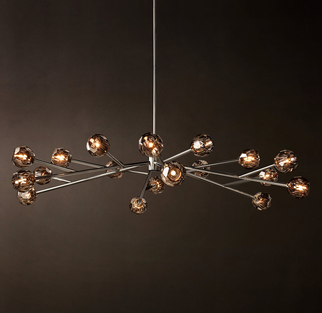 Heritage Boule De Cristal Smoke Glass Round Chandelier – 72" Polished Nickel — view 2