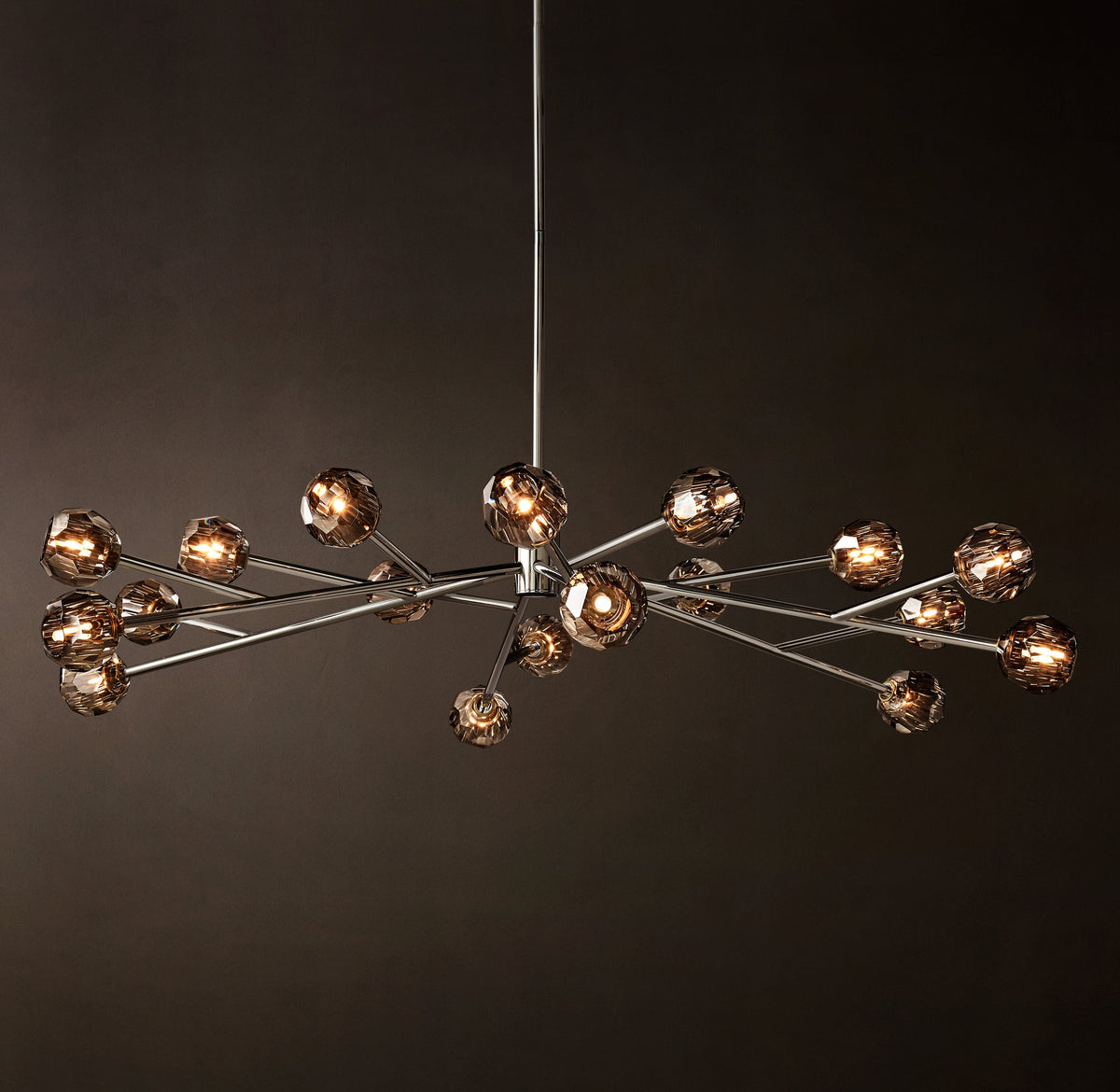Heritage Boule De Cristal Smoke Glass Round Chandelier – 72" Polished Nickel — view 2