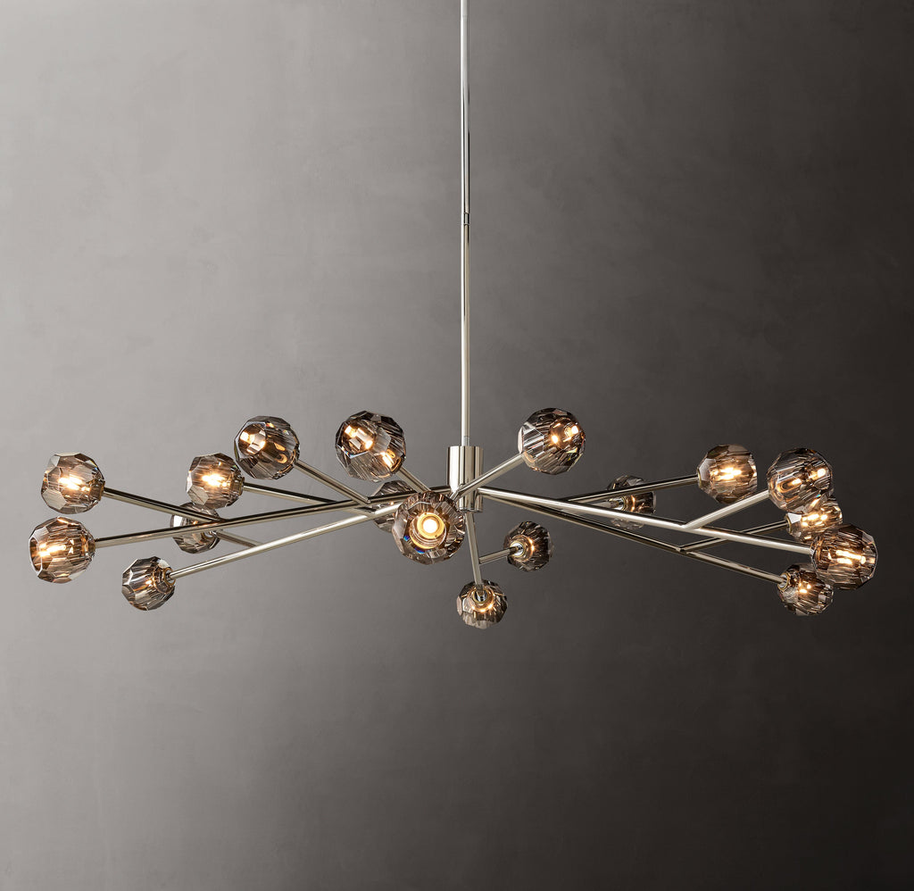 Heritage Boule De Cristal Smoke Glass Round Chandelier – 72" Polished Nickel — view 3