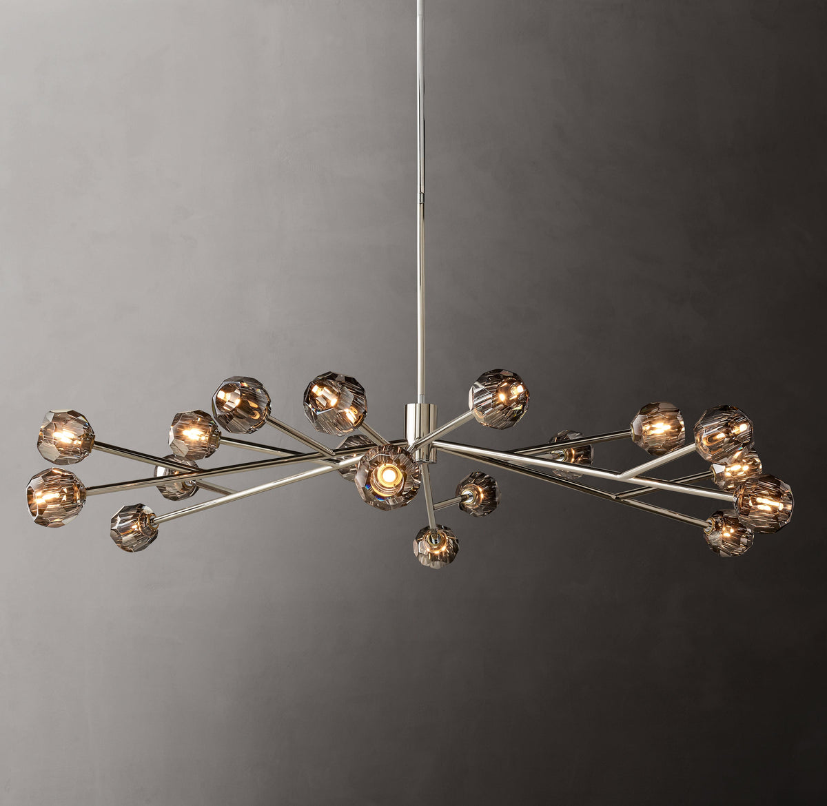Heritage Boule De Cristal Smoke Glass Round Chandelier – 72" Polished Nickel — view 3