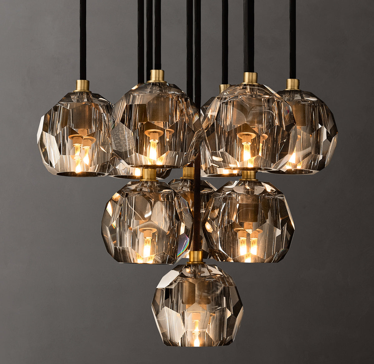 Heritage Boule De Cristal Smoke Glass Round Cluster Chandelier — view 1