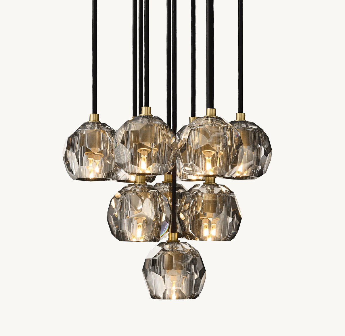 Heritage Boule De Cristal Smoke Glass Round Cluster Chandelier — view 2