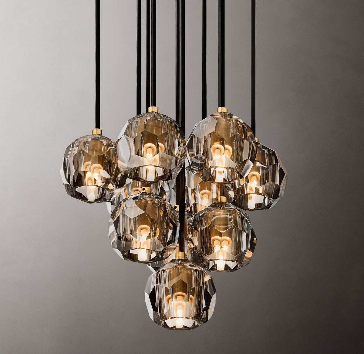 Heritage Boule De Cristal Smoke Glass Round Cluster Chandelier — view 3