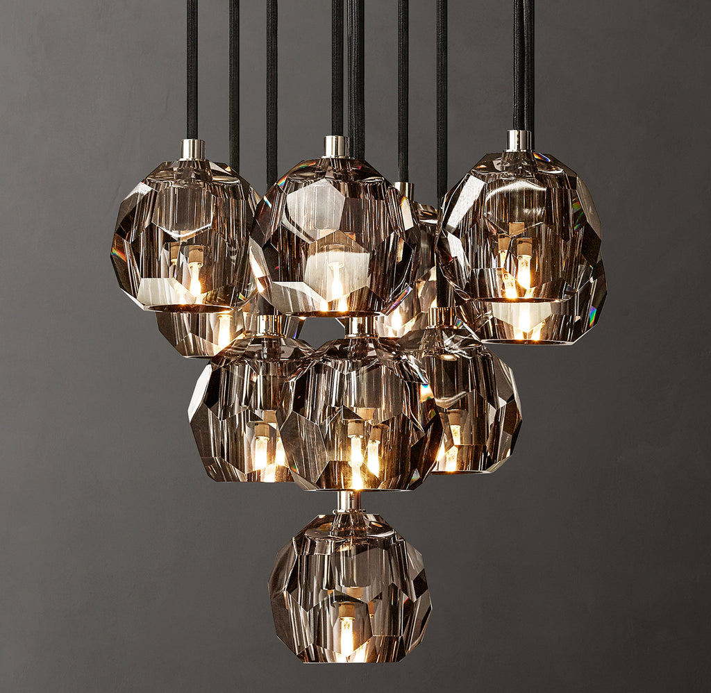 Heritage Boule De Cristal Smoke Glass Round Cluster Chandelier — view 1