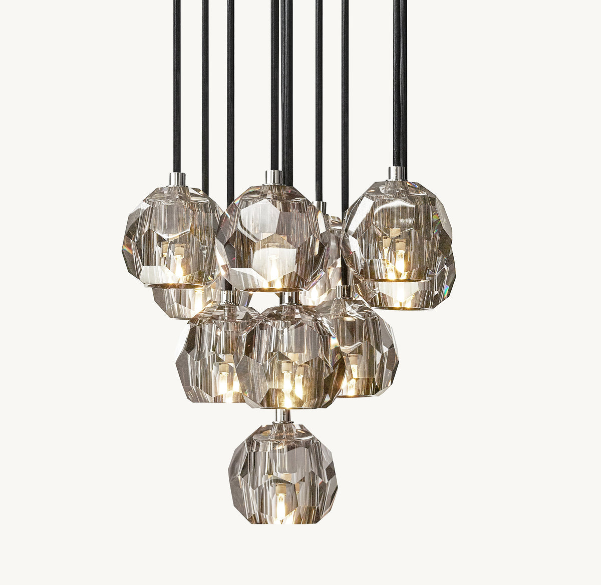 Heritage Boule De Cristal Smoke Glass Round Cluster Chandelier — view 2