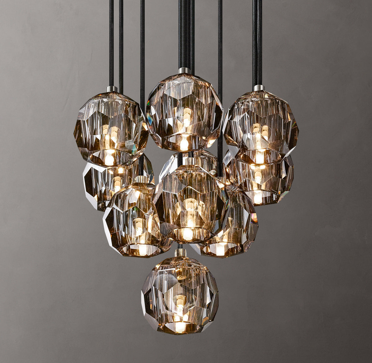 Heritage Boule De Cristal Smoke Glass Round Cluster Chandelier — view 3