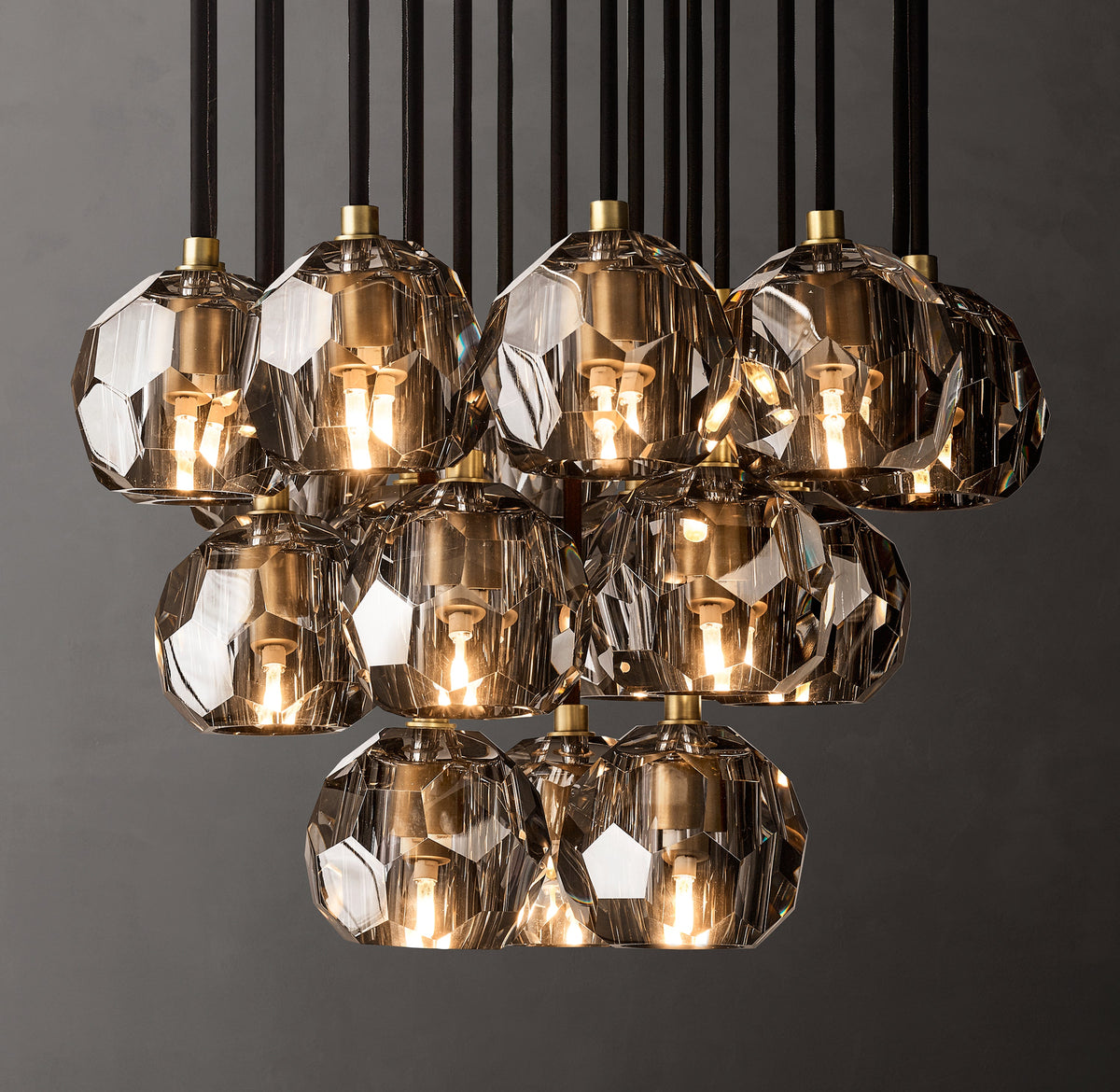 Heritage Boule De Cristal Smoke Glass Round Cluster Chandelier — view 1