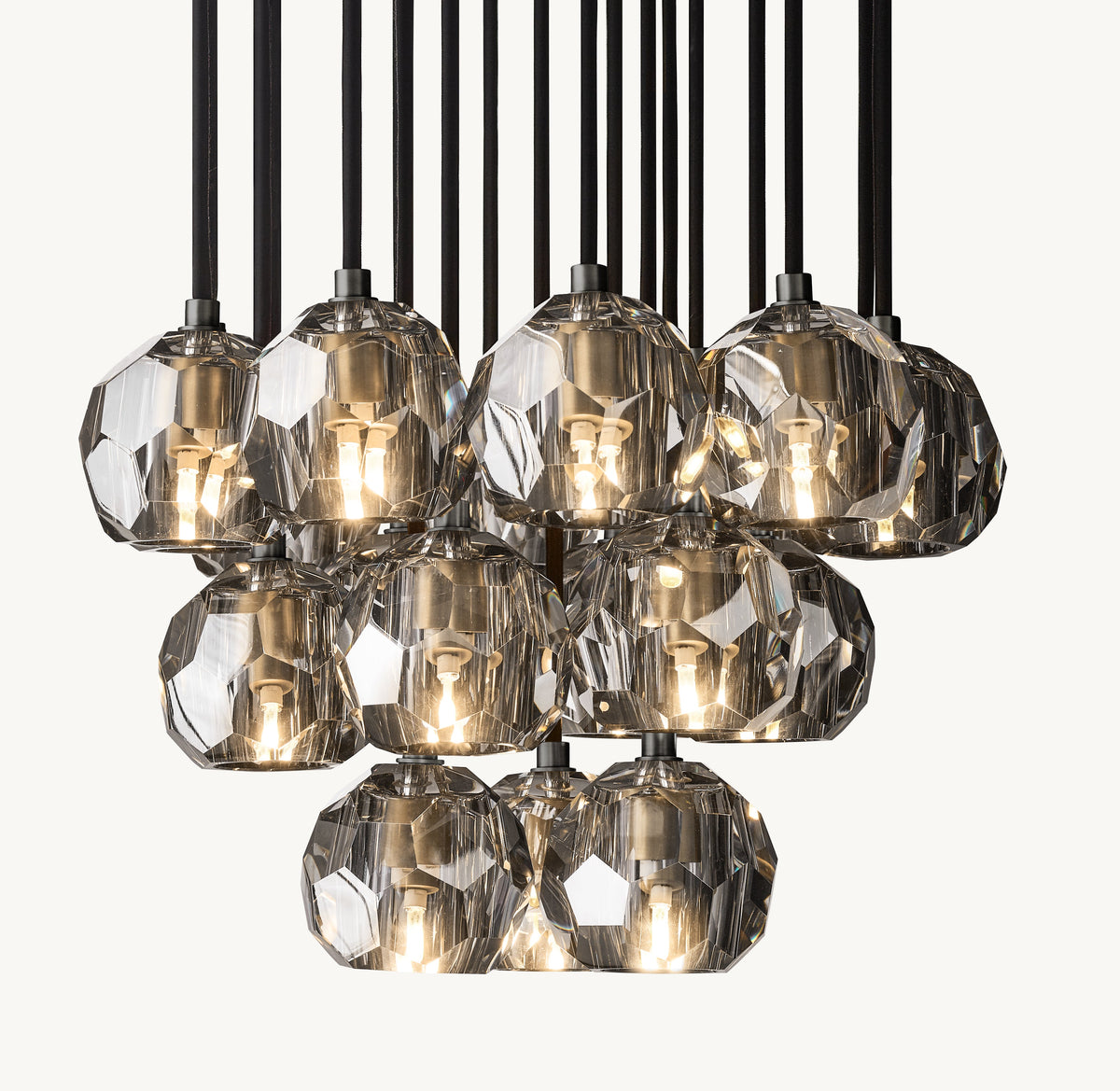 Heritage Boule De Cristal Smoke Glass Round Cluster Chandelier — view 1