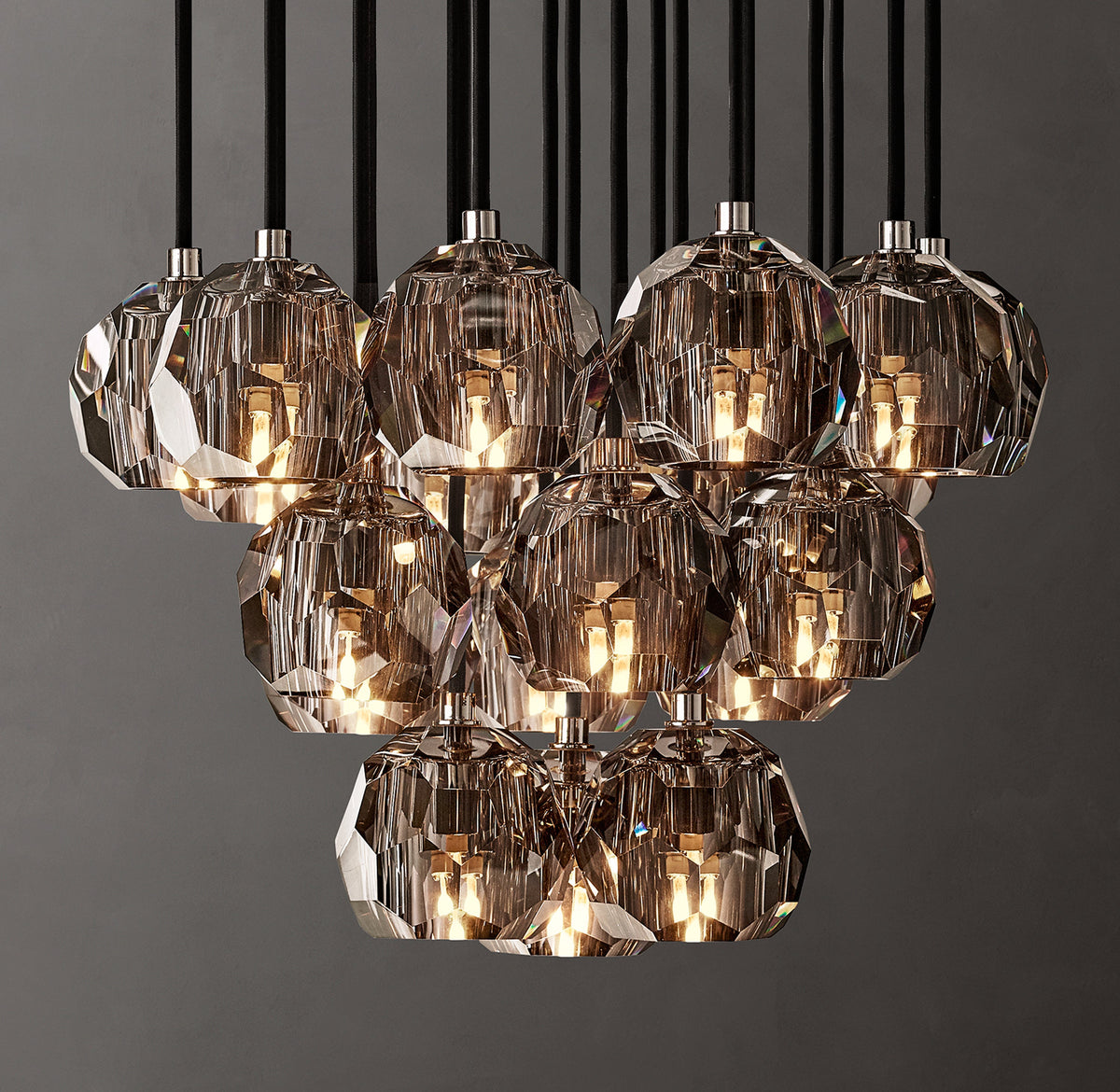 Heritage Boule De Cristal Smoke Glass Round Cluster Chandelier — view 1