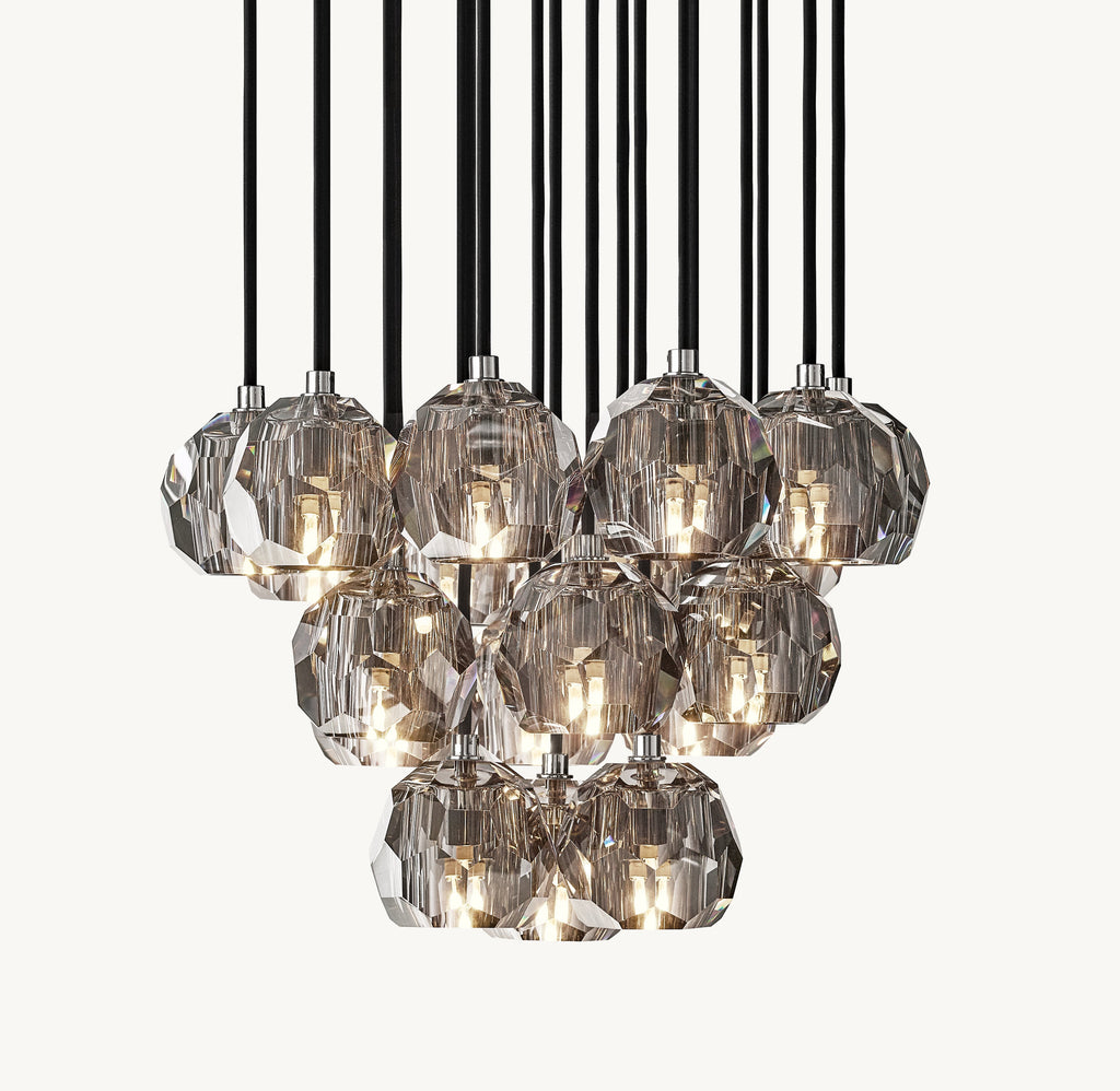 Heritage Boule De Cristal Smoke Glass Round Cluster Chandelier — view 2