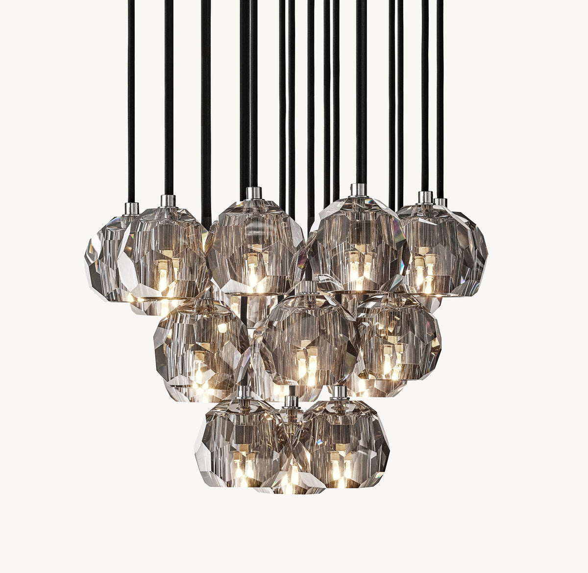 Heritage Boule De Cristal Smoke Glass Round Cluster Chandelier — view 2