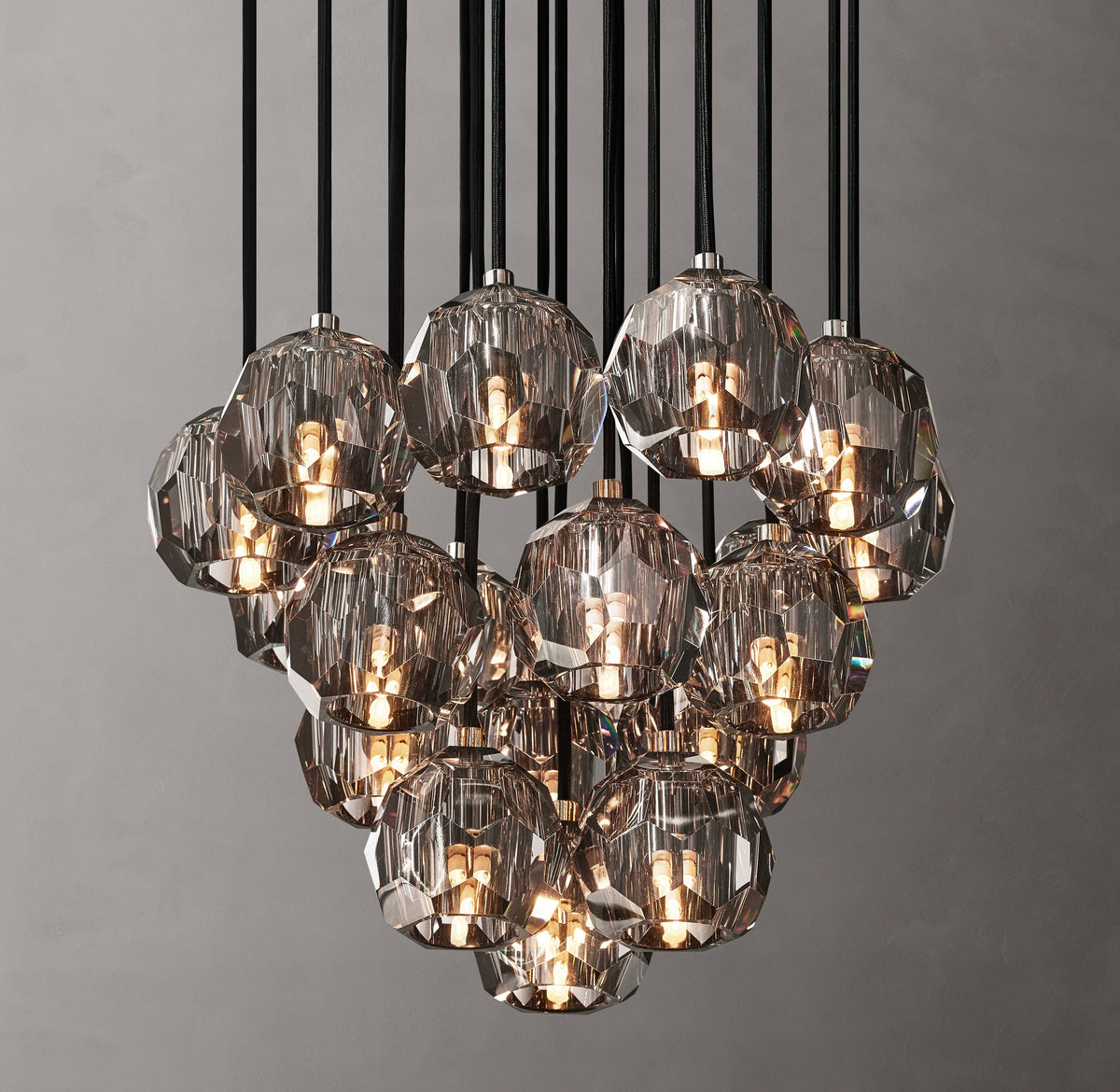 Heritage Boule De Cristal Smoke Glass Round Cluster Chandelier — view 3