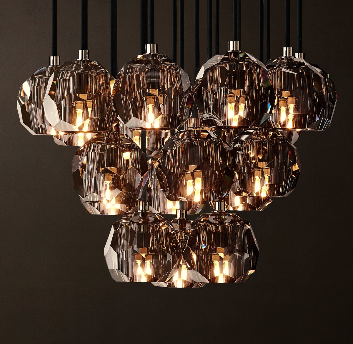 Heritage Boule De Cristal Smoke Glass Round Cluster Chandelier — view 4