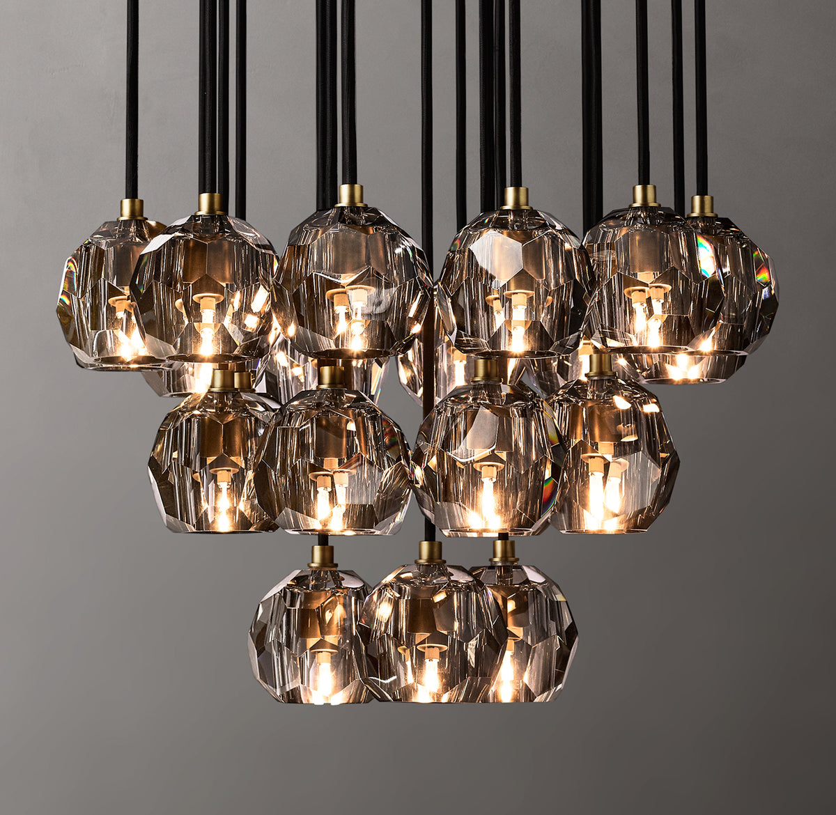 Heritage Boule De Cristal Smoke Glass Round Cluster Chandelier — view 1