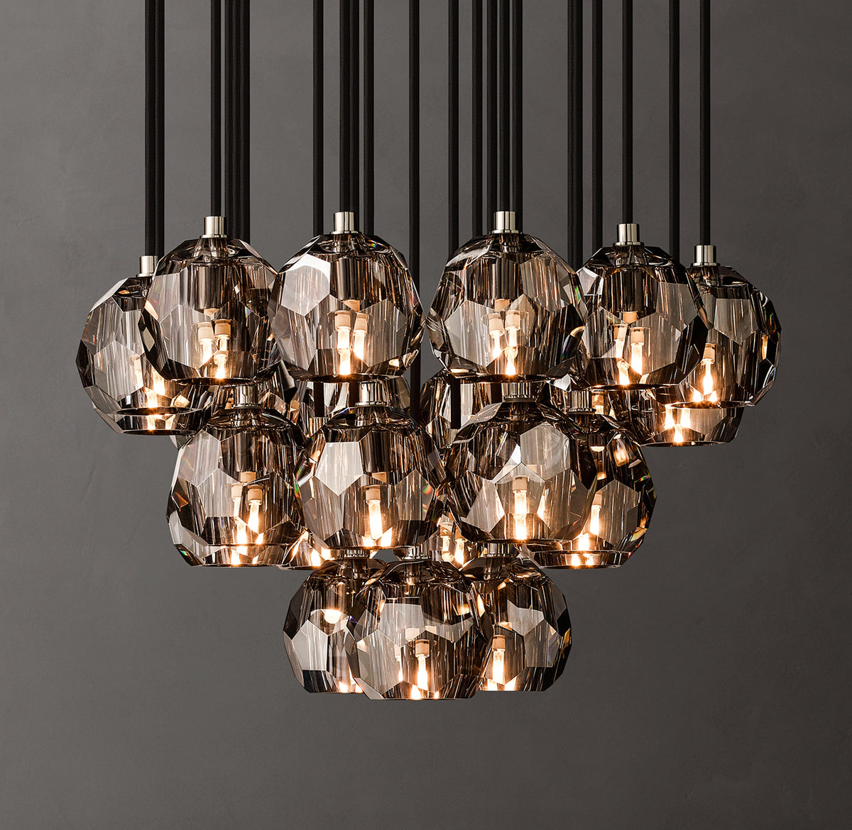 Heritage Boule De Cristal Smoke Glass Round Cluster Chandelier — view 1