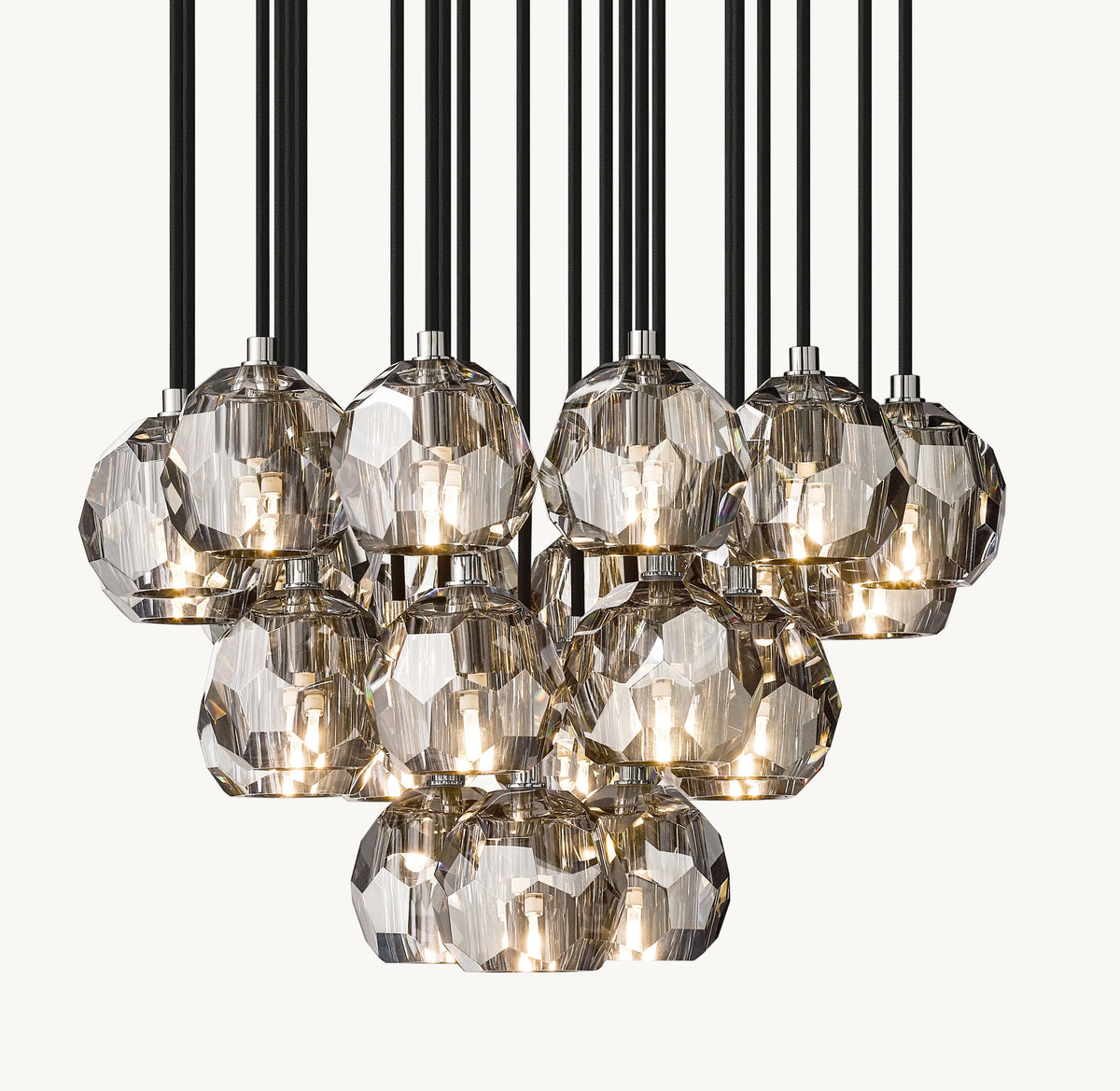 Heritage Boule De Cristal Smoke Glass Round Cluster Chandelier — view 2