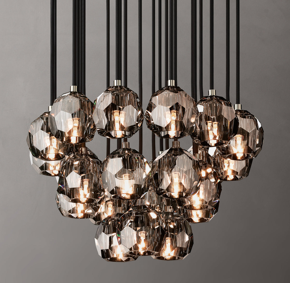Heritage Boule De Cristal Smoke Glass Round Cluster Chandelier — view 3