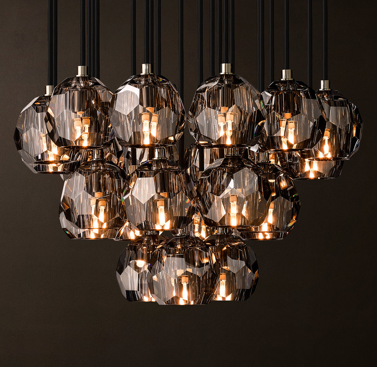 Heritage Boule De Cristal Smoke Glass Round Cluster Chandelier — view 4
