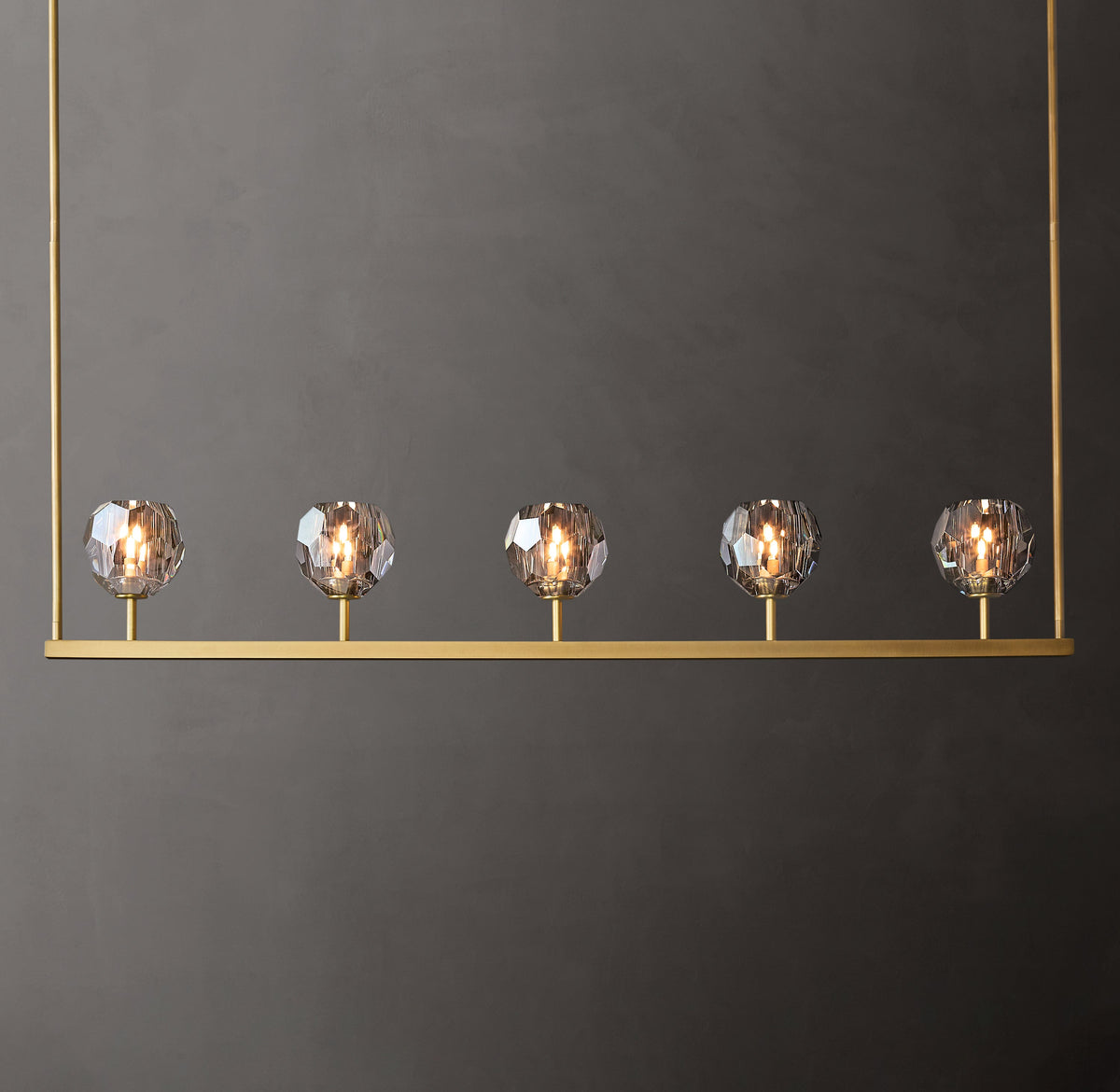Heritage Boule De Cristal Smoke Glass Linear Chandelier — view 1