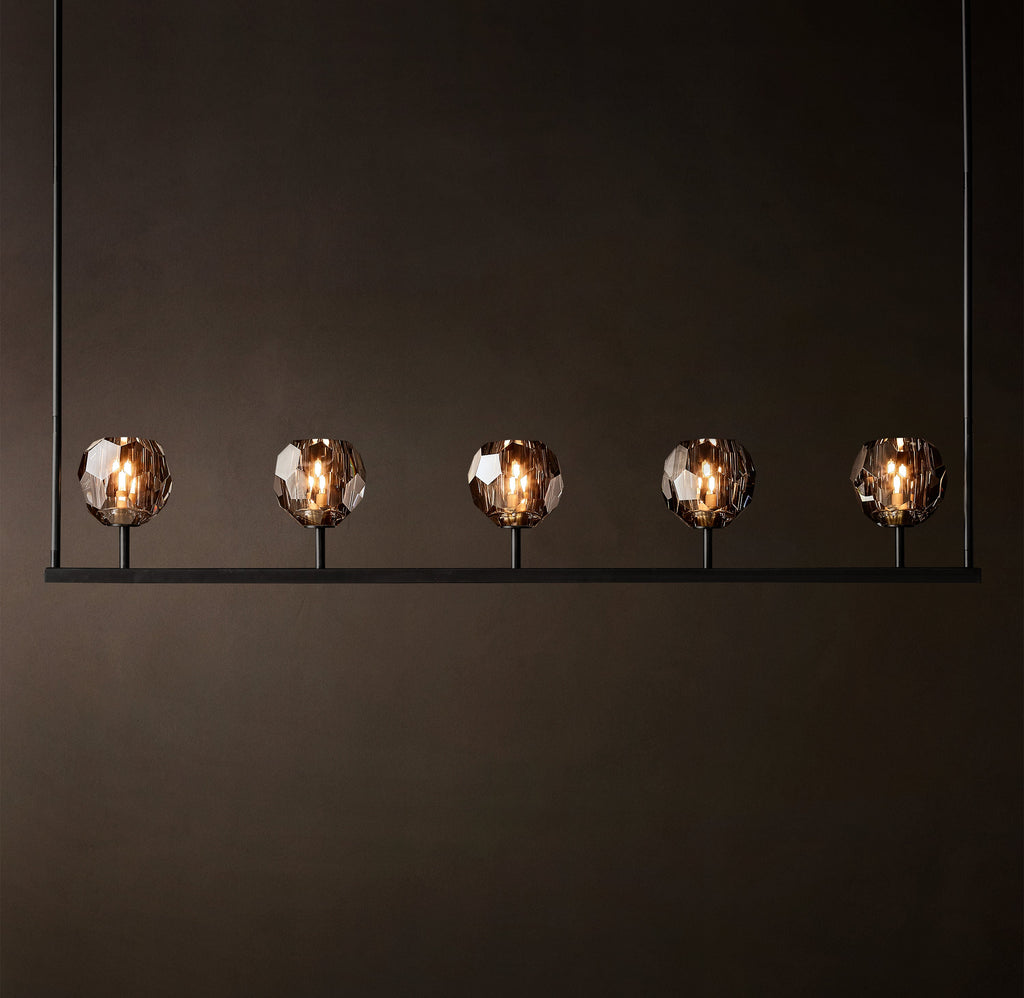 Heritage Boule De Cristal Smoke Glass Linear Chandelier — view 2