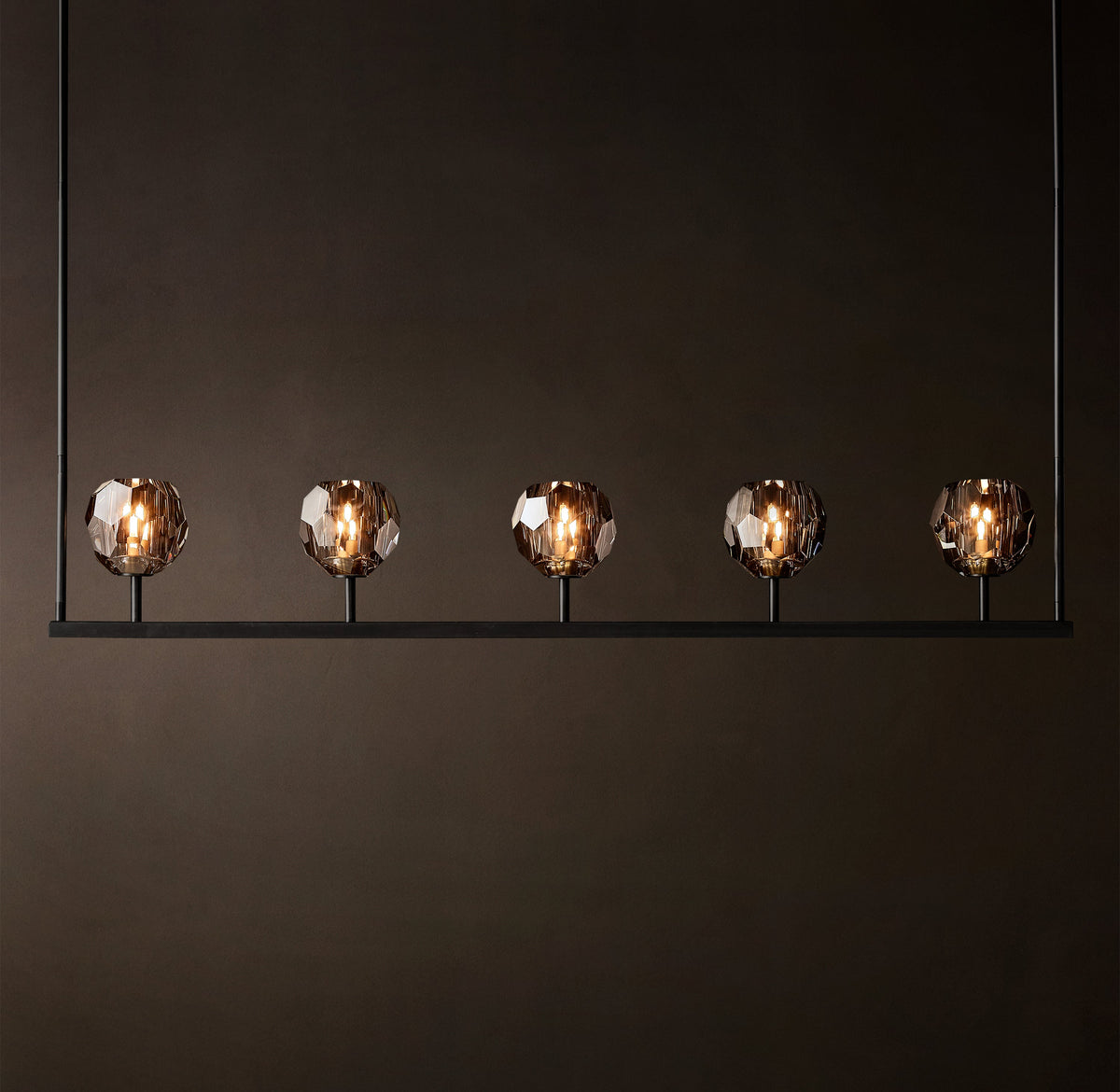 Heritage Boule De Cristal Smoke Glass Linear Chandelier — view 2