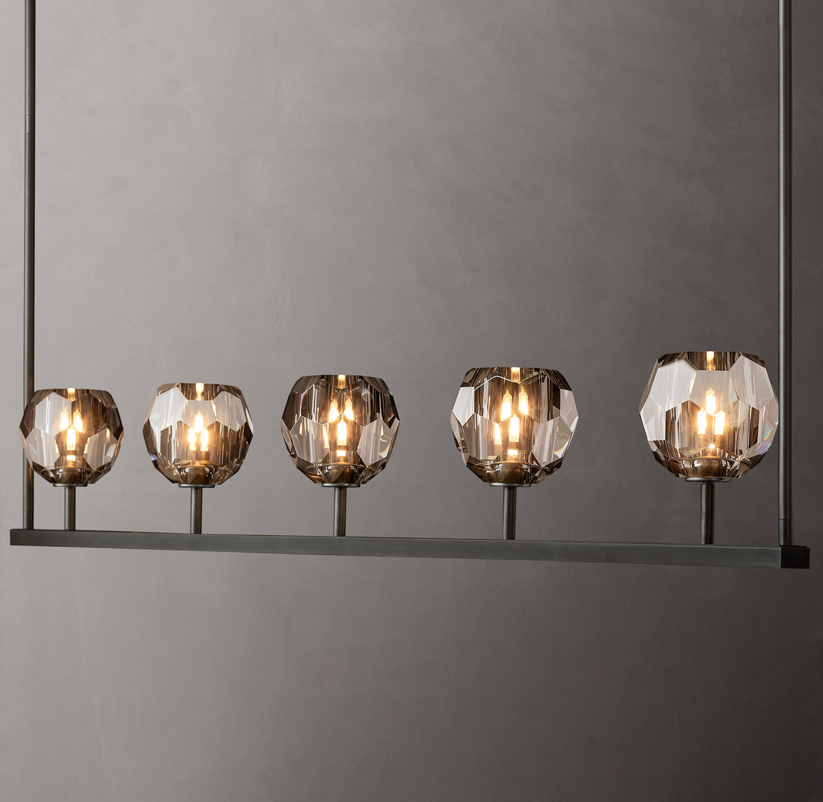 Heritage Boule De Cristal Smoke Glass Linear Chandelier — view 3