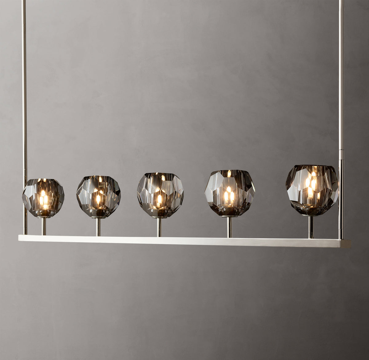 Heritage Boule De Cristal Smoke Glass Linear Chandelier — view 3