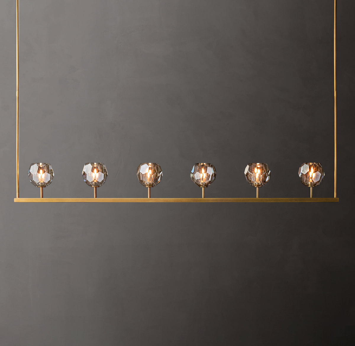 Heritage Boule De Cristal Smoke Glass Linear Chandelier — view 1