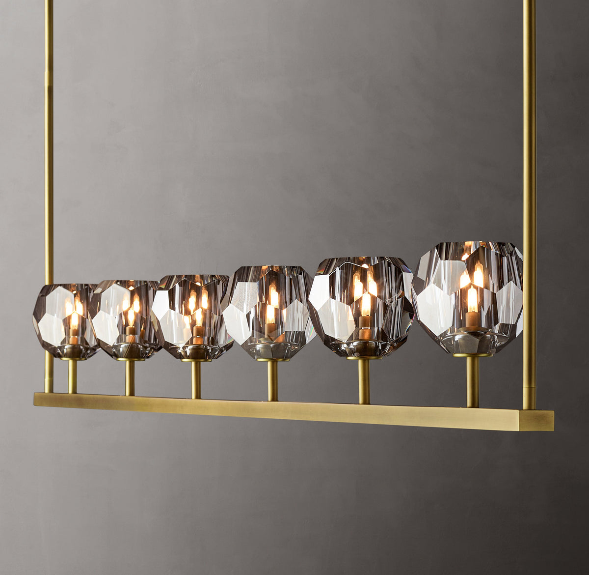 Heritage Boule De Cristal Smoke Glass Linear Chandelier — view 4