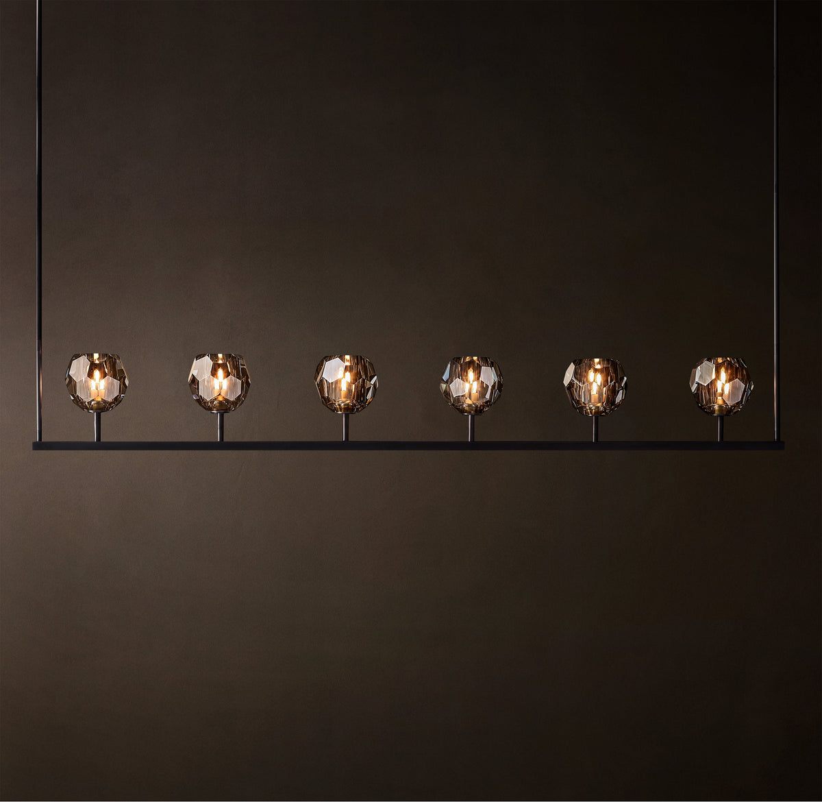 Heritage Boule De Cristal Smoke Glass Linear Chandelier — view 2