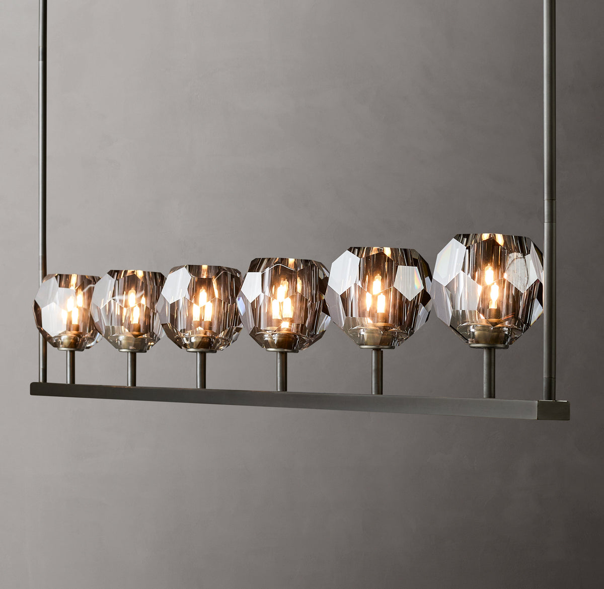 Heritage Boule De Cristal Smoke Glass Linear Chandelier — view 3