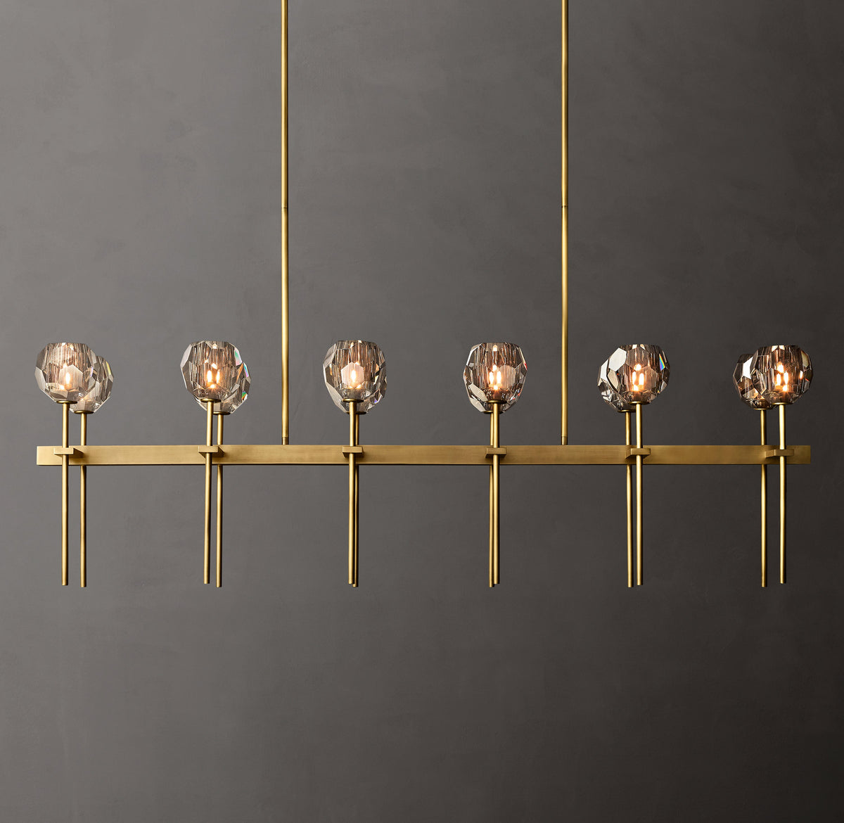 Heritage Boule De Cristal Smoke Glass Double Linear Chandelier — view 1