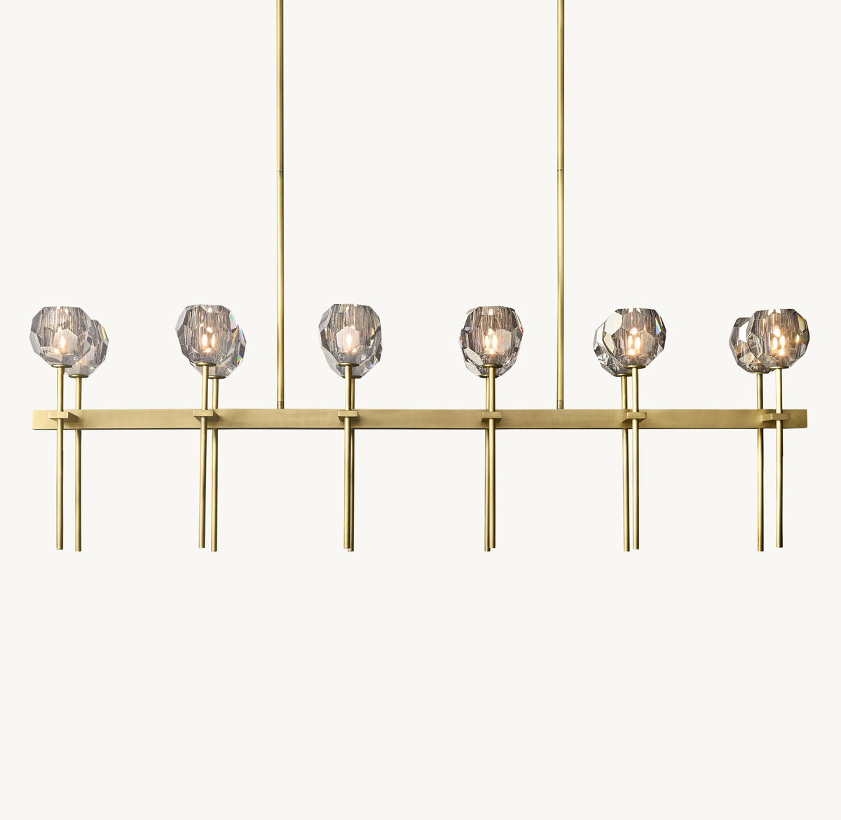 Heritage Boule De Cristal Smoke Glass Double Linear Chandelier — view 2