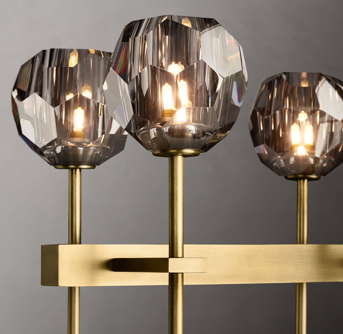 Heritage Boule De Cristal Smoke Glass Double Linear Chandelier — view 3