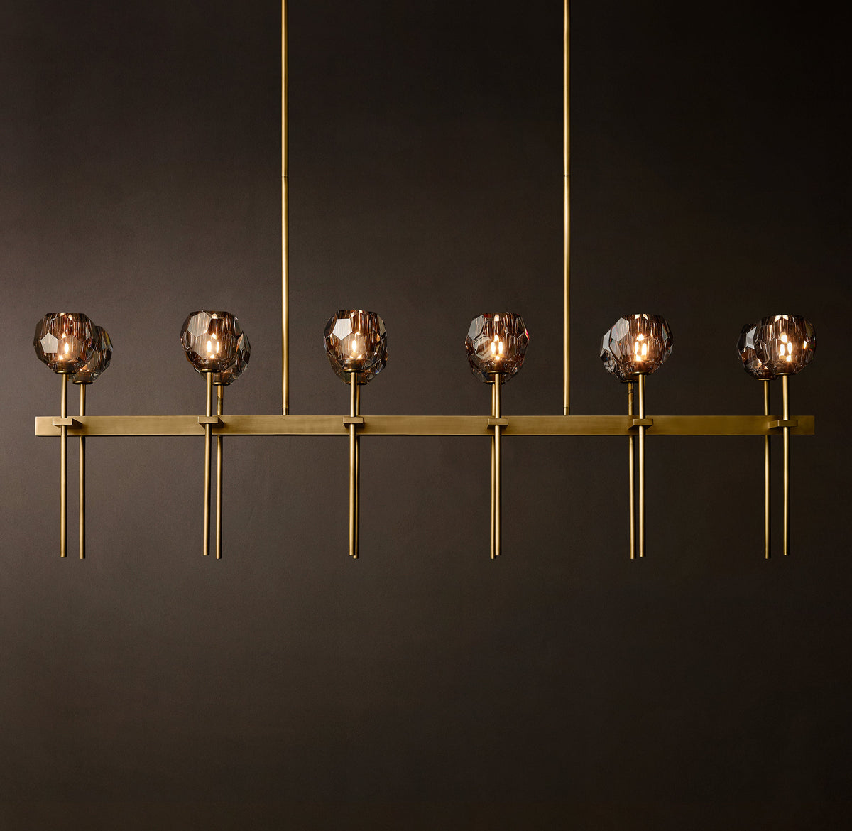 Heritage Boule De Cristal Smoke Glass Double Linear Chandelier — view 4