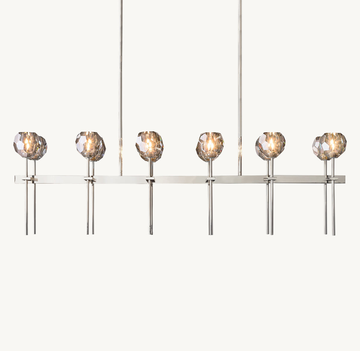 Heritage Boule De Cristal Smoke Glass Double Linear Chandelier — view 1
