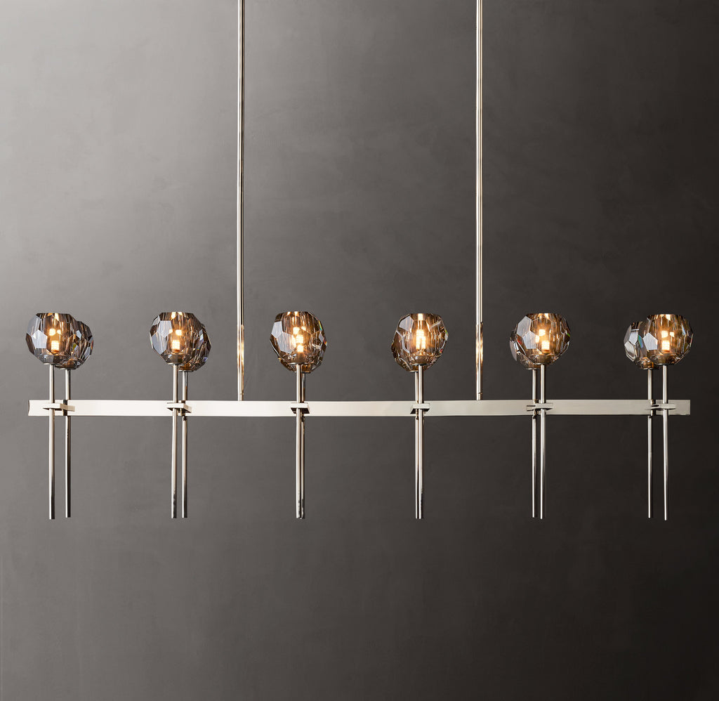 Heritage Boule De Cristal Smoke Glass Double Linear Chandelier — view 4