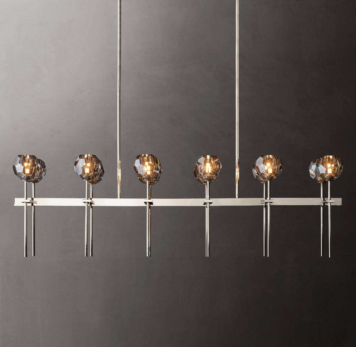 Heritage Boule De Cristal Smoke Glass Double Linear Chandelier — view 4