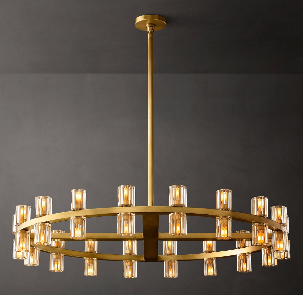 Artisan Arcachon LED Round Chandelier – 36" Lacquered Burnished Brass — view 1