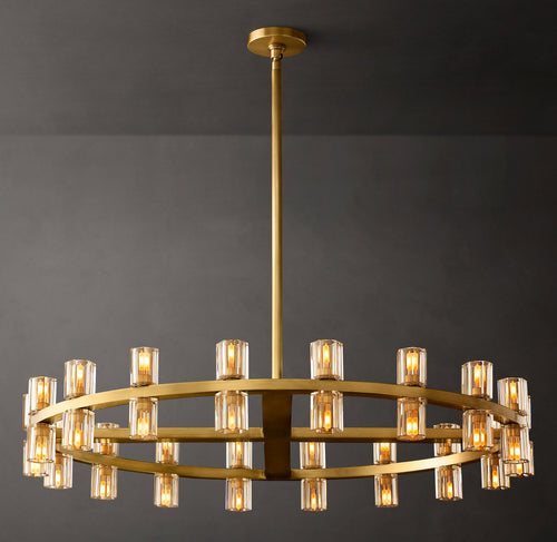 Artisan Arcachon LED Round Chandelier – 36" Lacquered Burnished Brass — view 1
