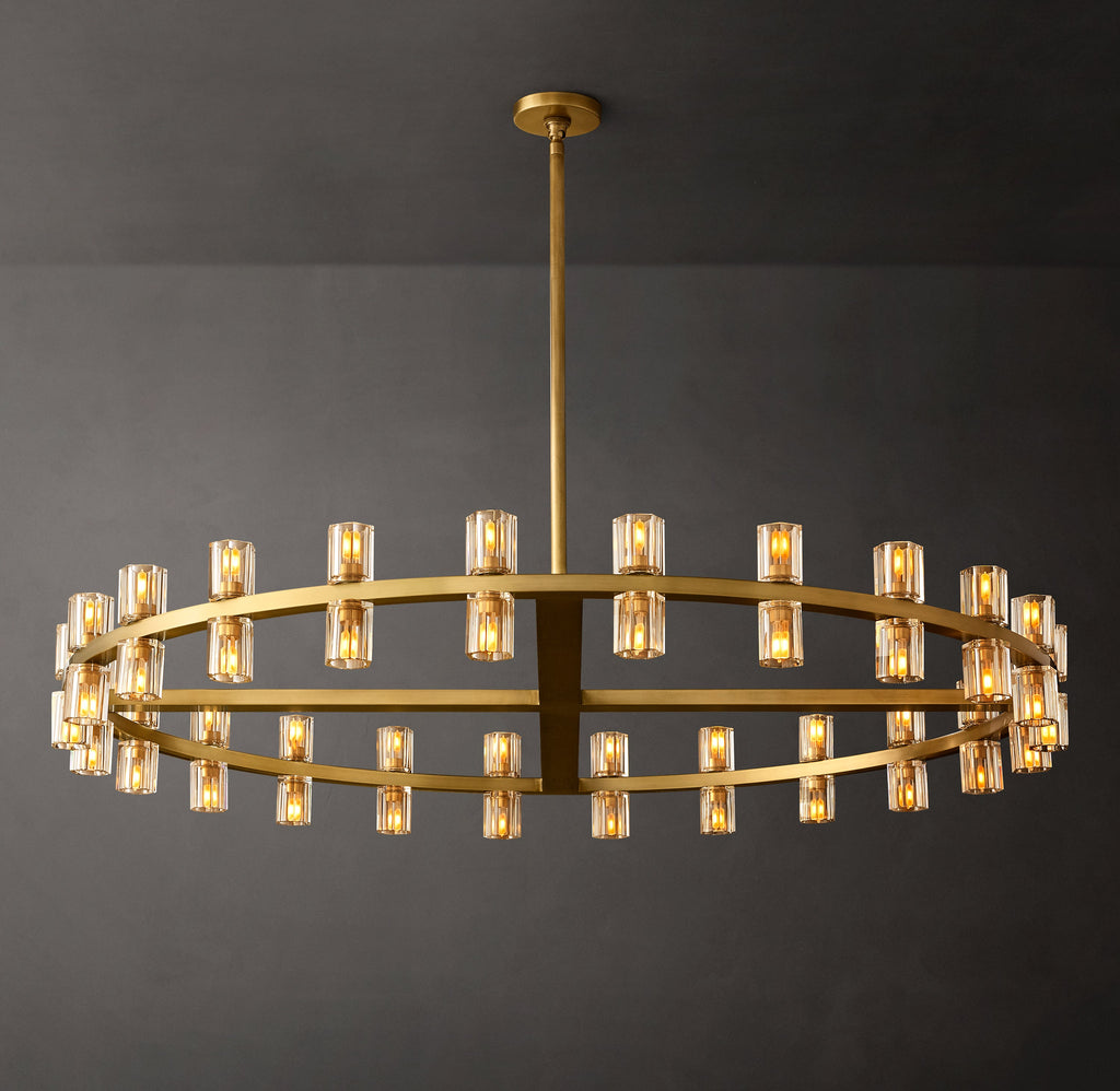 Artisan Arcachon LED Round Chandelier – 48" Lacquered Burnished Brass — view 1