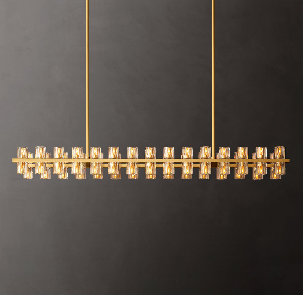 Artisan Arcachon LED Rectangular Chandelier – 54" Lacquered Burnished Brass — view 1