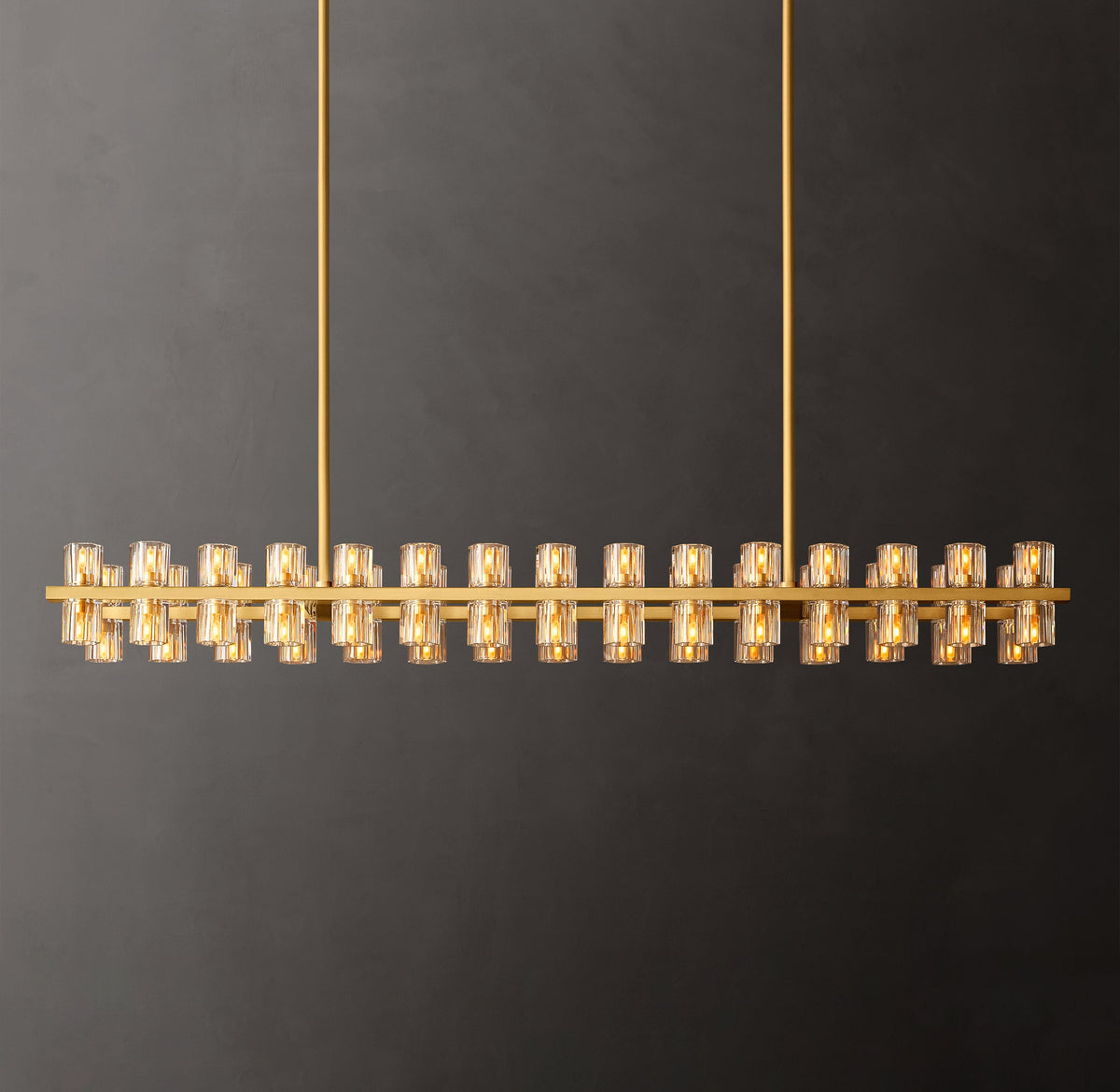 Artisan Arcachon LED Rectangular Chandelier – 54" Lacquered Burnished Brass — view 1