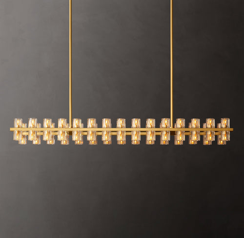 Artisan Arcachon LED Rectangular Chandelier – 54" Lacquered Burnished Brass — view 1