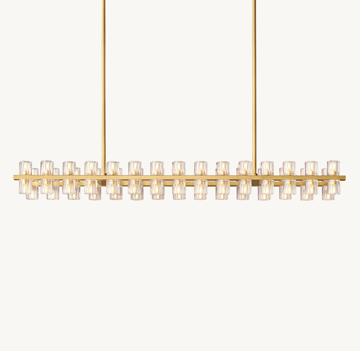 Artisan Arcachon LED Rectangular Chandelier – 54" Lacquered Burnished Brass — view 2